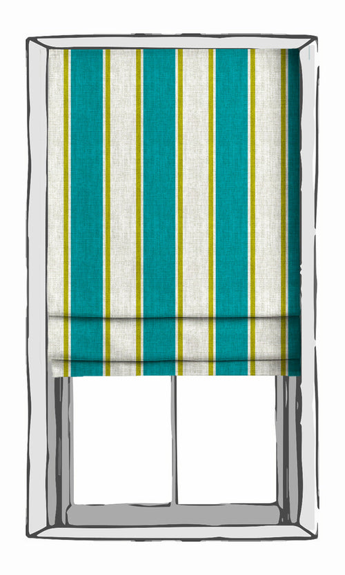Striped Print Window Treatments Fabric By the Metre (Pacific Blue)