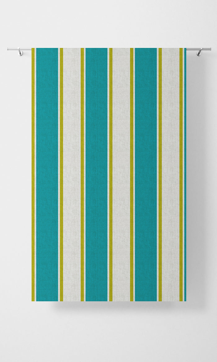 Striped Print Fabric Material By the Metre (Pacific Blue)
