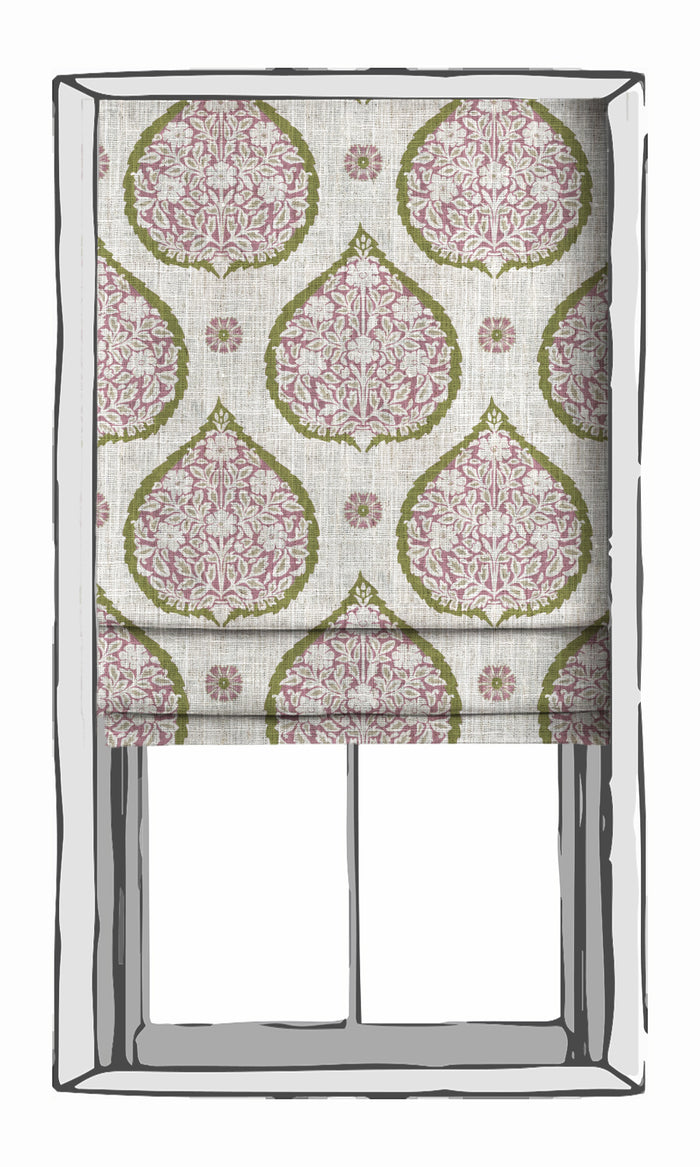 Paisley Window Treatments Fabric By the Metre (Pink/ Green)