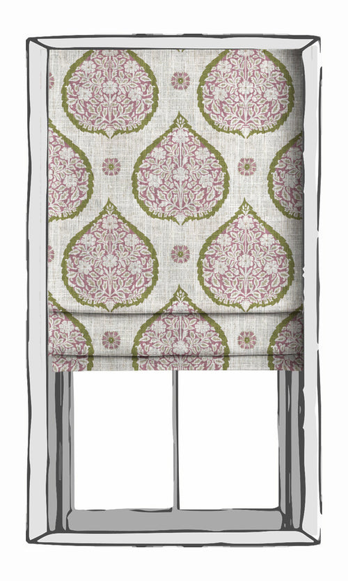 Paisley Window Treatments Fabric By the Metre (Pink/ Green)