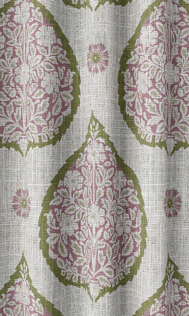 Paisley Home Textile Fabric Material By the Metre (Pink/ Green)