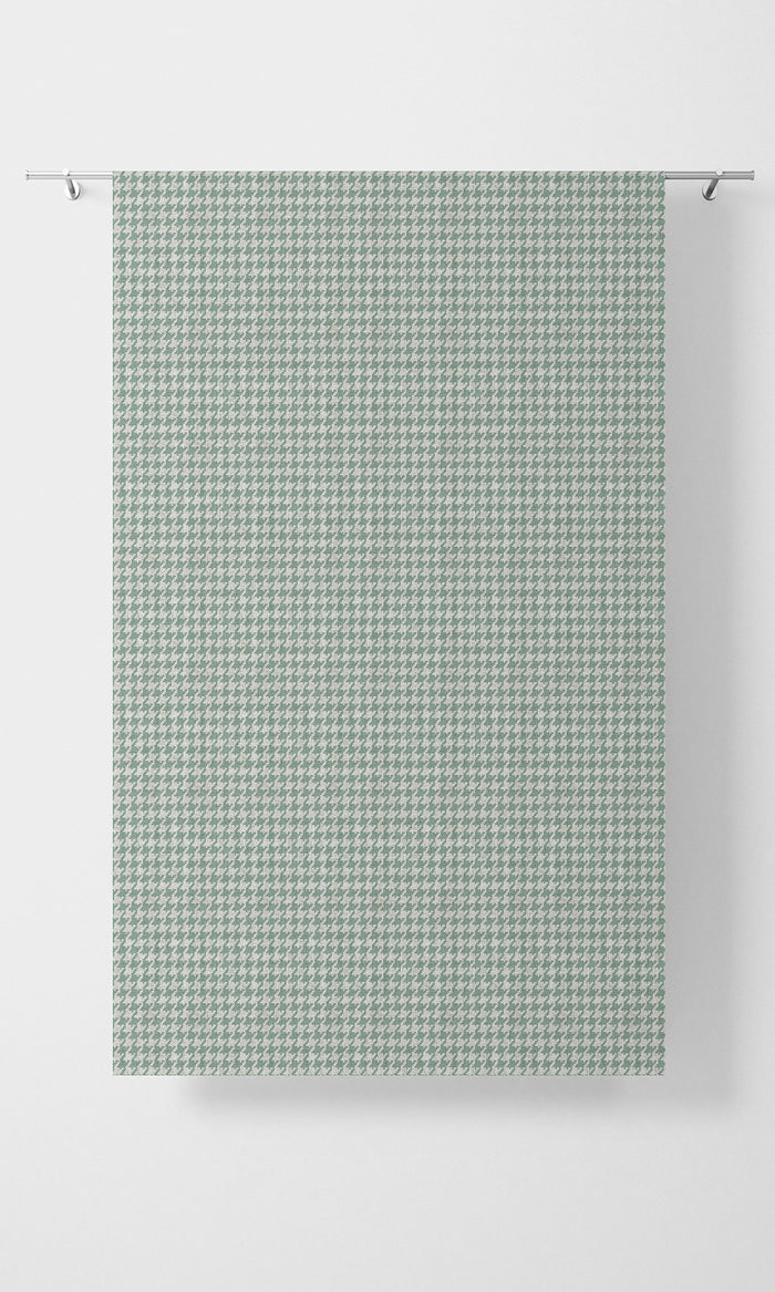 Houndstooth Print Pinch Pleat, Rod Pocket, Eyelet Curtains (Blue/ White)