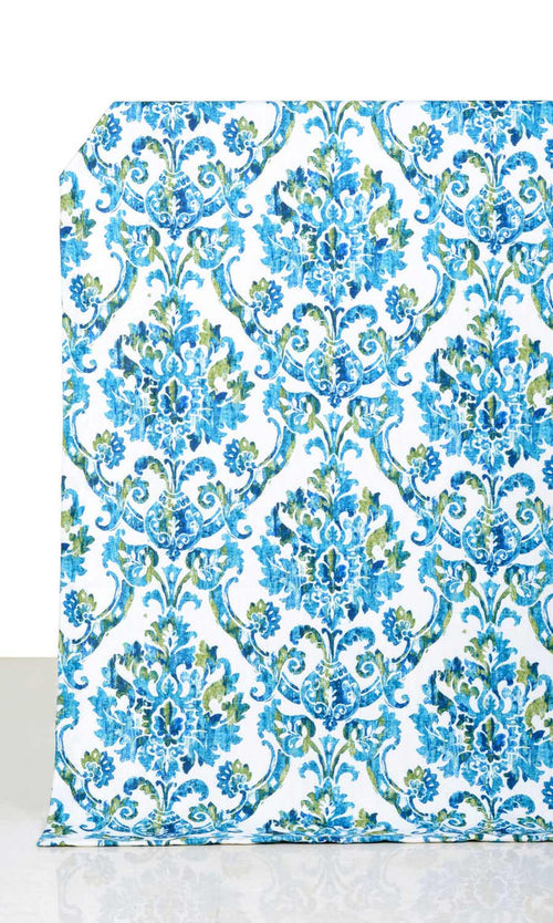 Damask Print Drapes (Blue/ Green)