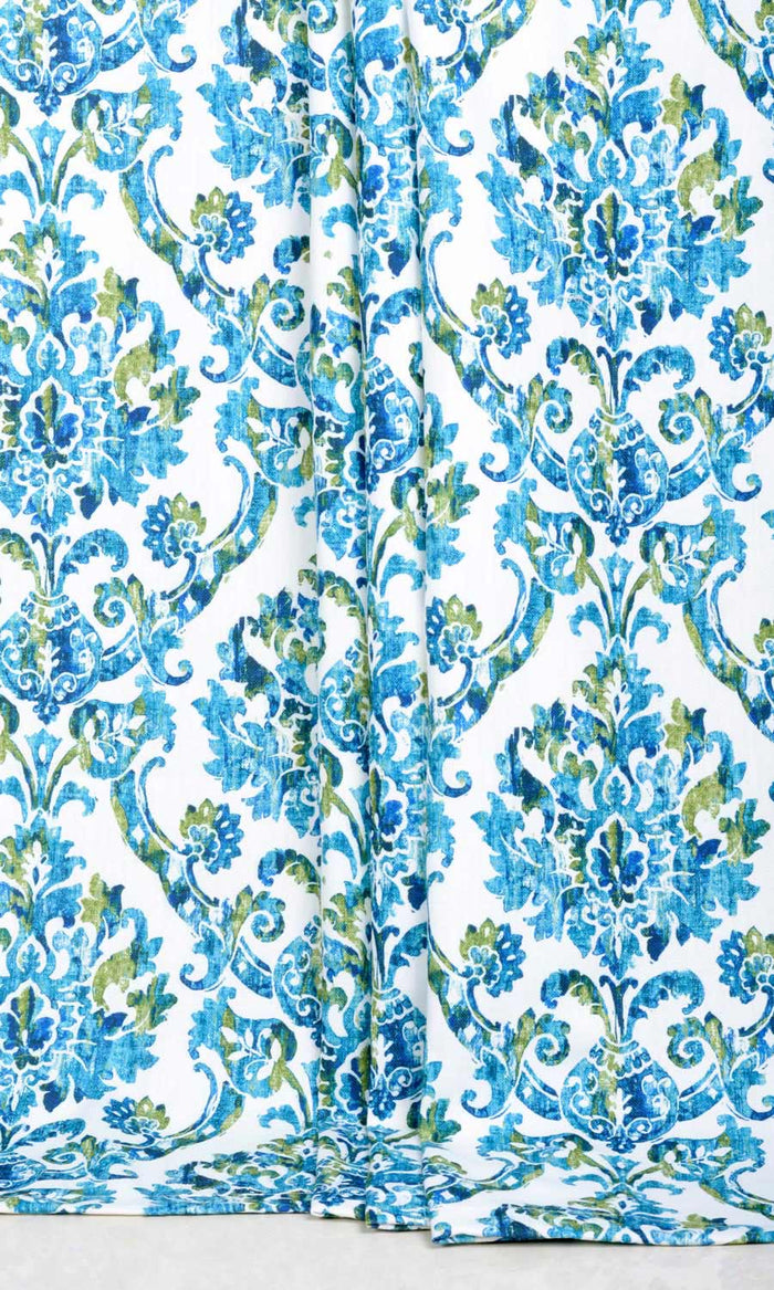 Damask Print Drapes for Living, Bedroom, Kitchen, Bathroom (Blue/ Green)