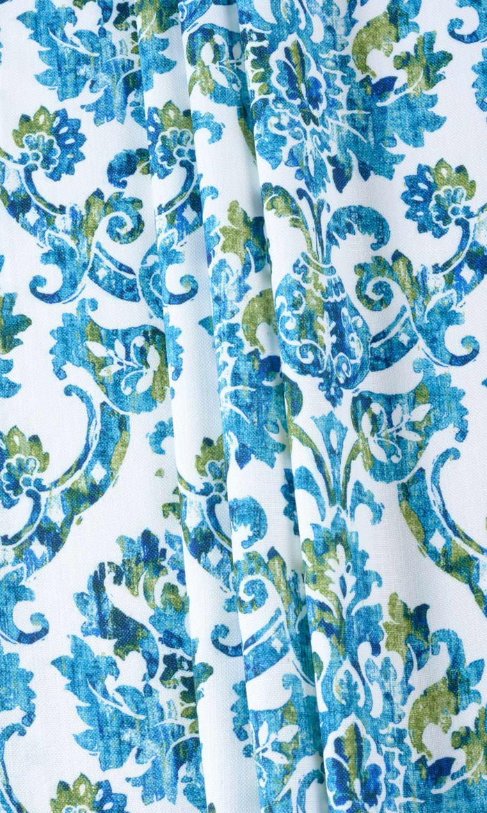 Damask Print Drapes (Blue/ Green) Extra Long Short Wide