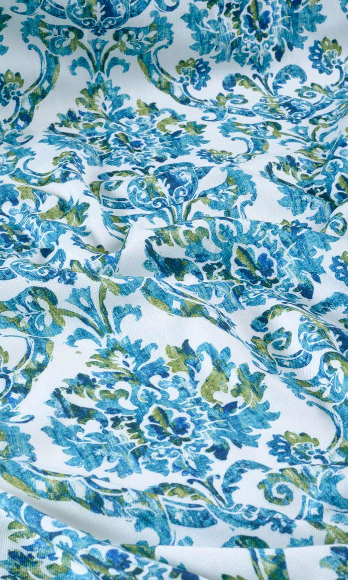 Damask Print Curtains / Drapes / Window Drapery Panels (Blue/ Green)