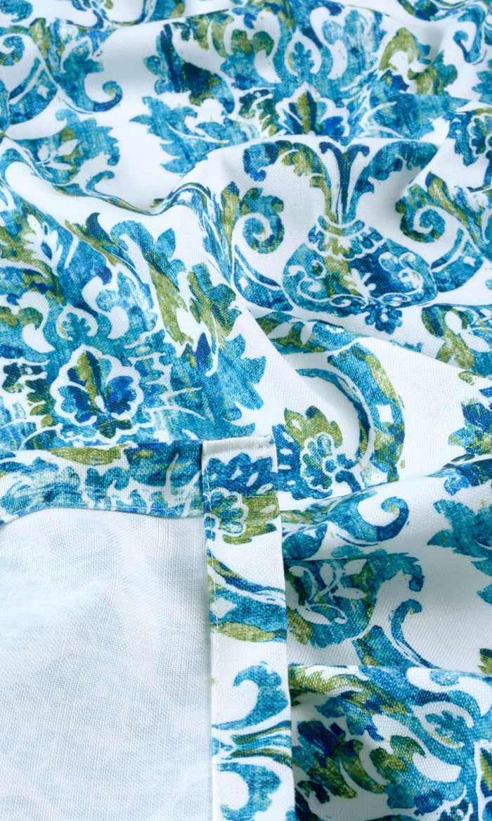 Damask Print Made-to-Measure Curtains (Blue/ Green)