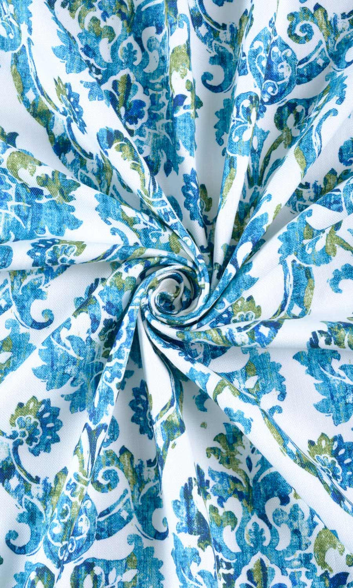 Damask Print Any Size Style Curtains (Blue/ Green)