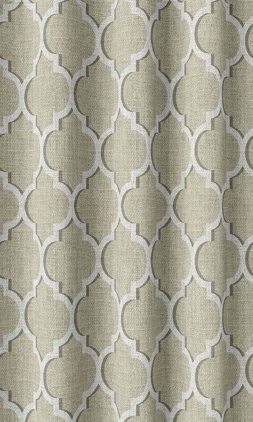 Trellis Tile Print Curtains (Beige/ White)