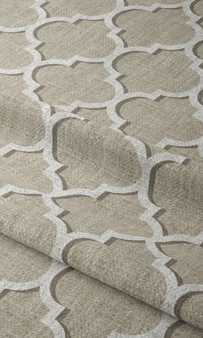Trellis Tile Print Curtains for Living, Bedroom, Kitchen, Bathroom (Beige/ White)