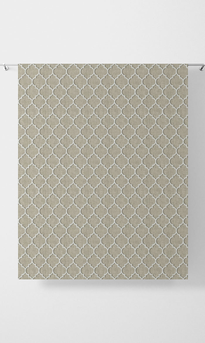 Trellis Tile Print Pinch Pleat, Rod Pocket, Eyelet Curtains (Beige/ White)