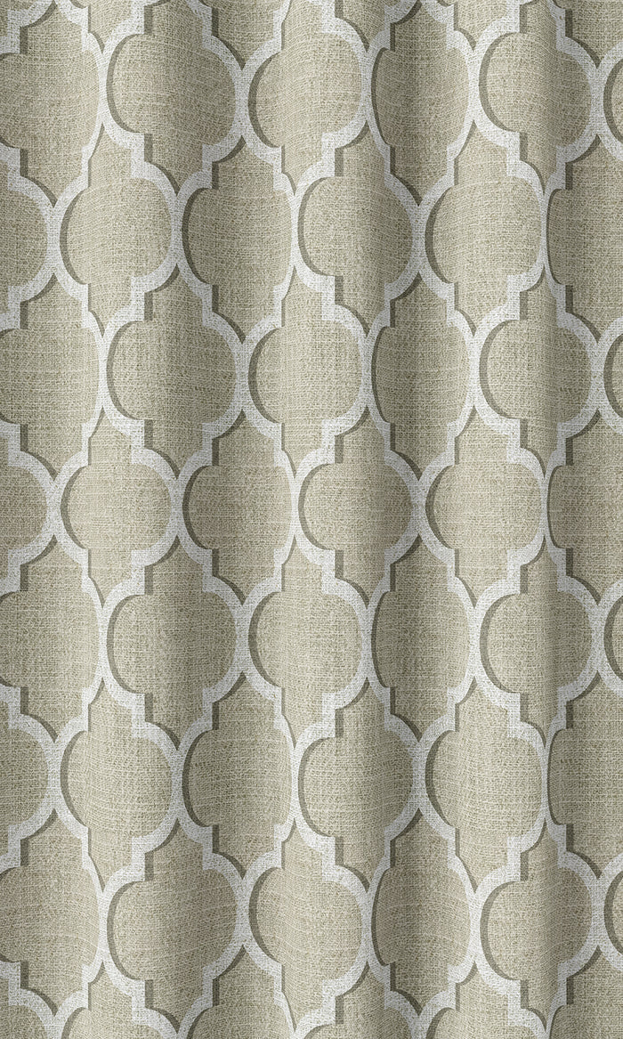 Trellis Tile Print Home Décor Fabric By the Metre (Beige/ White)