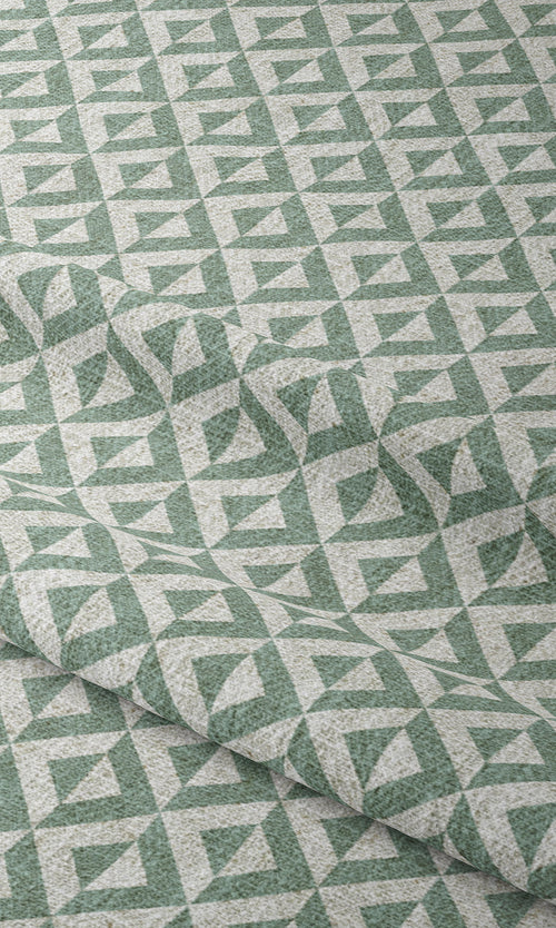 Geometric Print Drapery for Living, Bedroom, Kitchen, Bathroom (Duck Egg Blue/ White)