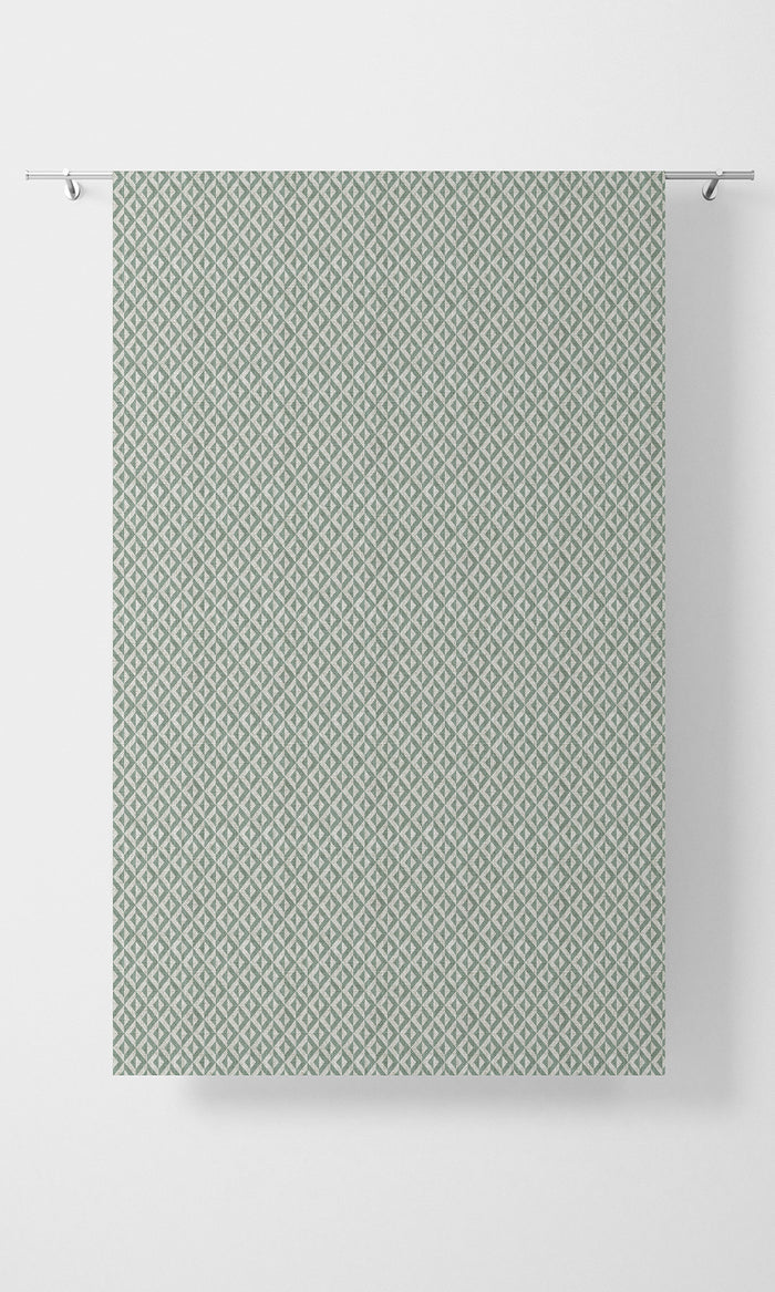 Geometric Print Pinch Pleat, Rod Pocket, Eyelet Curtains (Duck Egg Blue/ White)