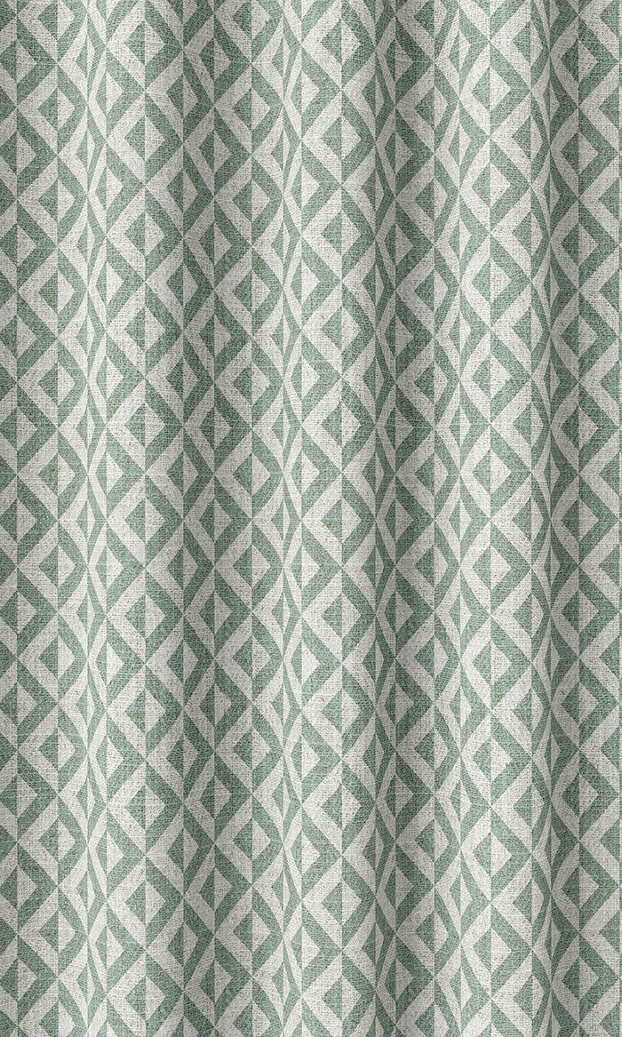 Geometric Print Home Décor Fabric By the Metre (Duck Egg Blue/ White)