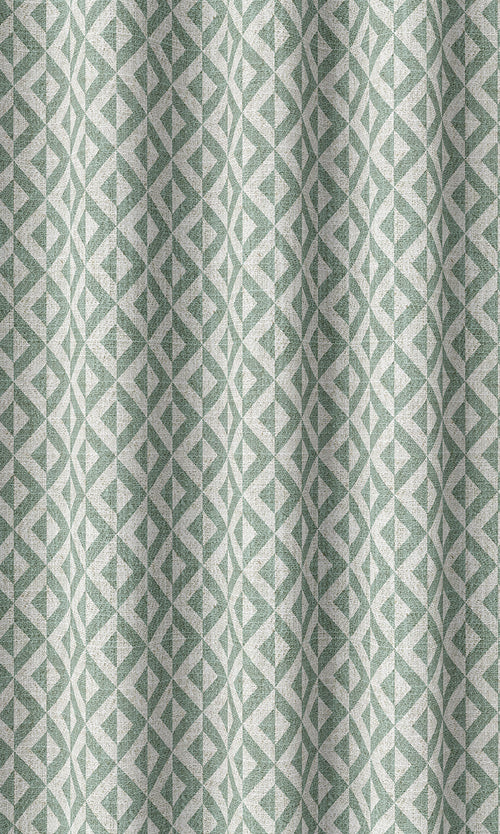 Geometric Print Home Décor Fabric By the Metre (Duck Egg Blue/ White)