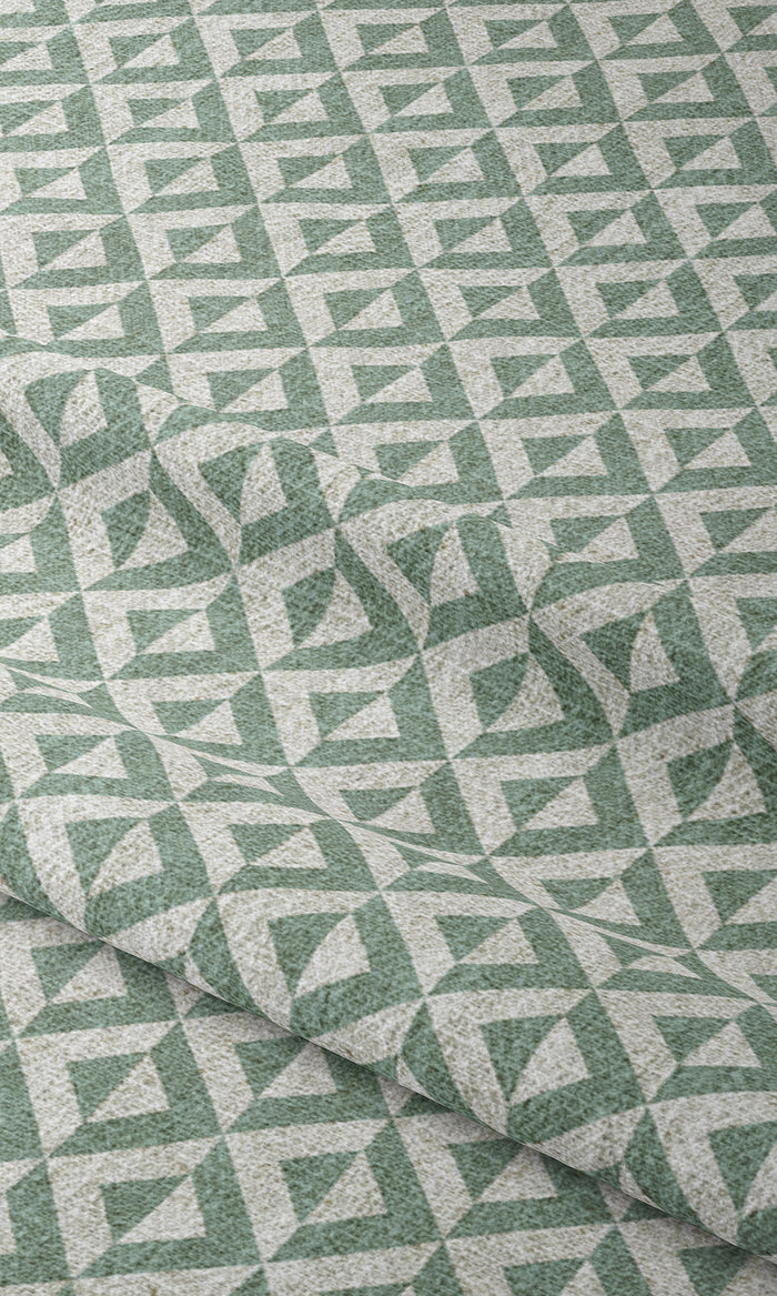 Geometric Print Window Treatments Fabric By the Metre (Duck Egg Blue/ White)
