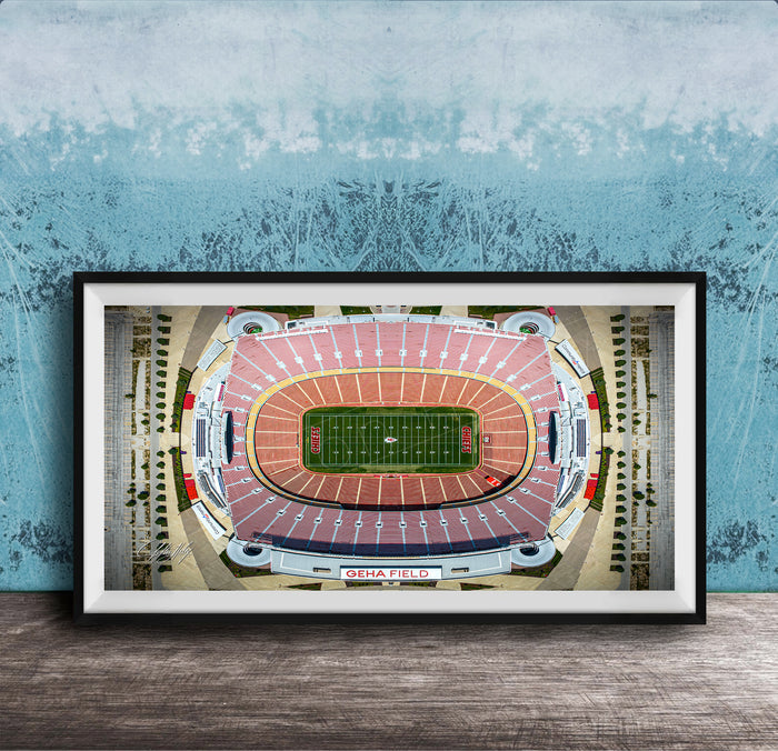 The image is a framed photograph of a football stadium, specifically Gera Field, which is a professional American football stadium located in San Francisco, California.