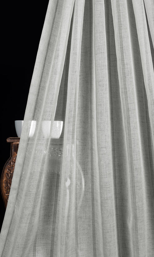 Textured Striped Sheer Home Décor Fabric By the Metre (Grey)