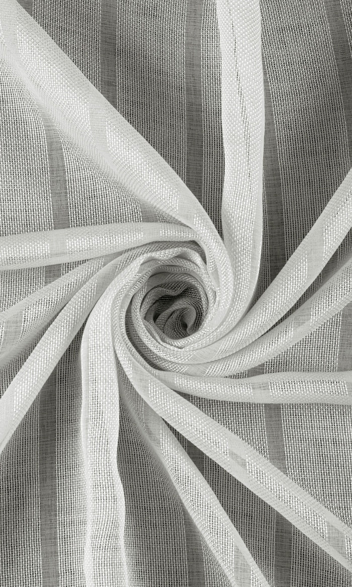 Textured Striped Sheer Home Textile Fabric Material By the Metre (Grey)