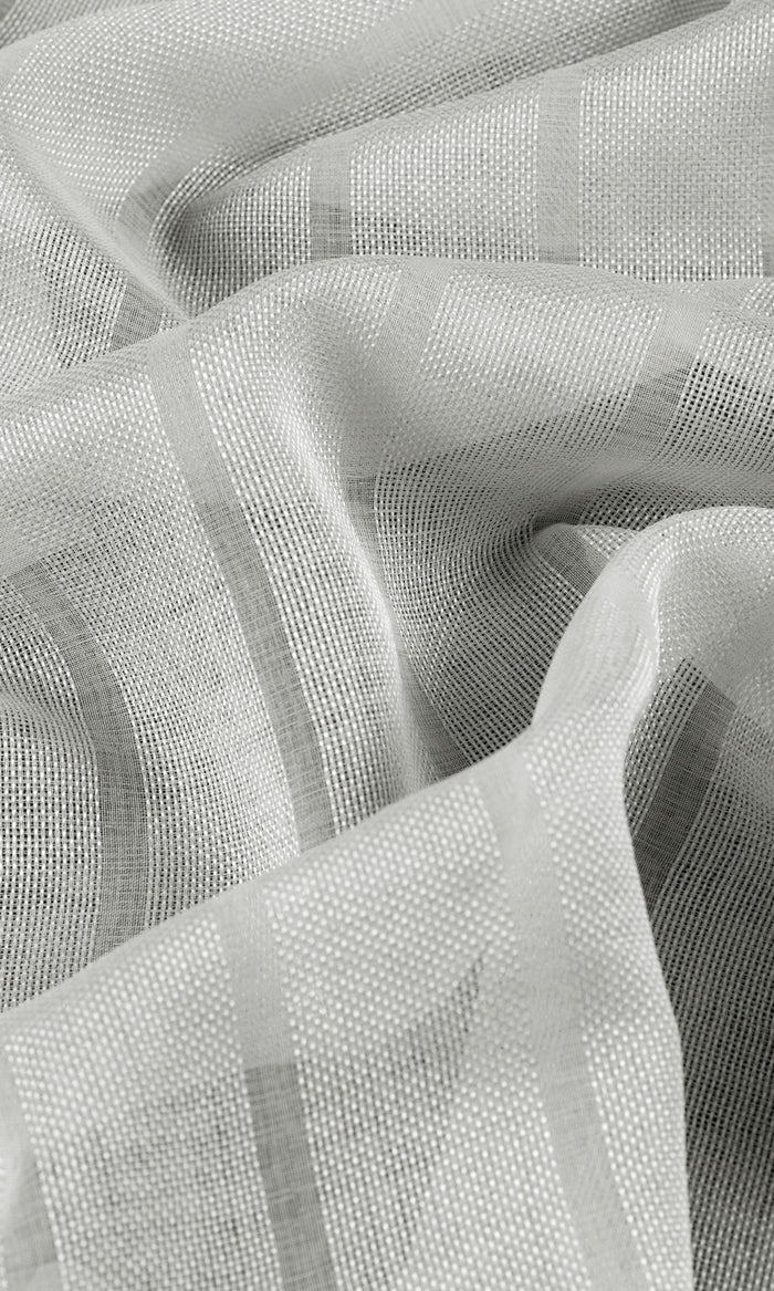 Textured Striped Sheer Fabric Material By the Metre (Grey)
