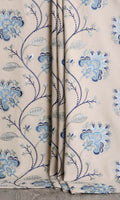 Floral Embroidered Cotton Drapes (Beige/ Blue)