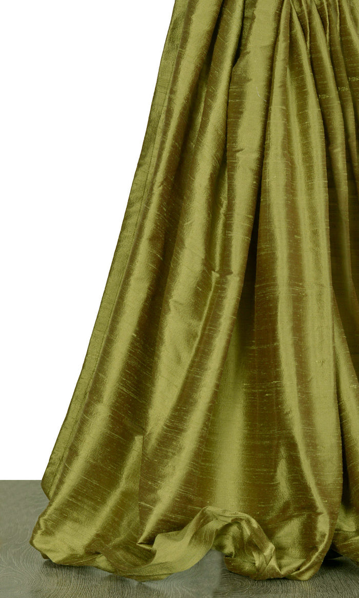 Pure Silk Curtain Panels for Living, Bedroom, Kitchen, Bathroom (Olive Green)