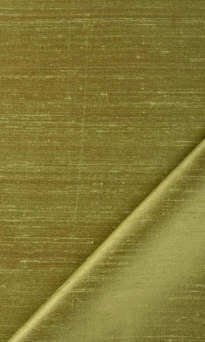 Pure Silk Pinch Pleat, Rod Pocket, Eyelet Curtains (Olive Green)