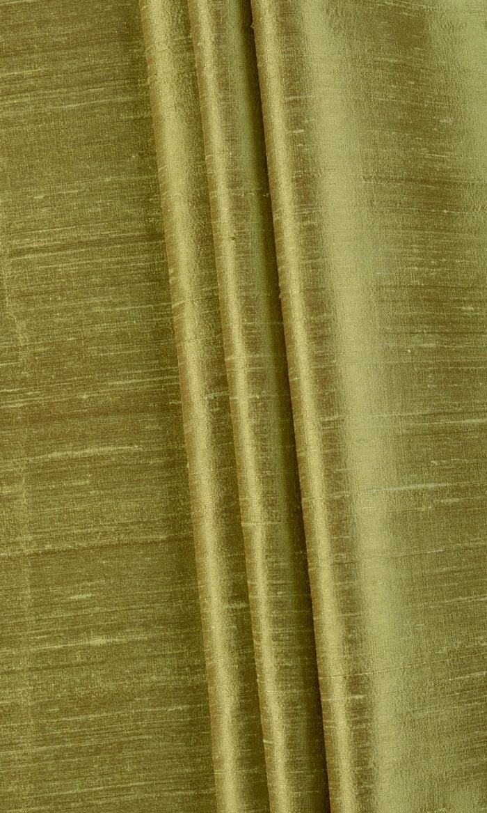 Pure Silk Curtain Panels (Olive Green) Extra Long Short Wide