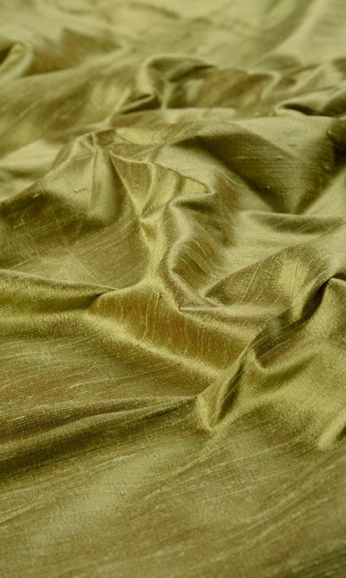 Pure Silk Any Size Style Curtains (Olive Green)