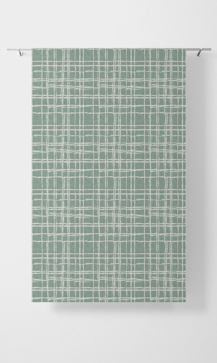 Abstract Print Home Textile Fabric Material By the Metre (Duck Egg Blue/ White)