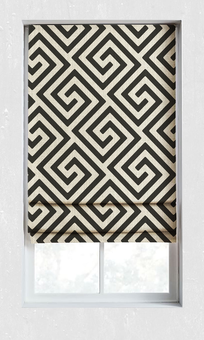 Print Drapes for Living, Bedroom, Kitchen, Bathroom (Black/ Ivory)