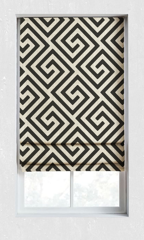 Print Drapes for Living, Bedroom, Kitchen, Bathroom (Black/ Ivory)