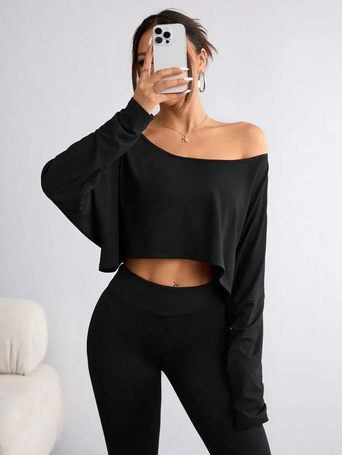 Asymmetric Off-Shoulder Knit Top