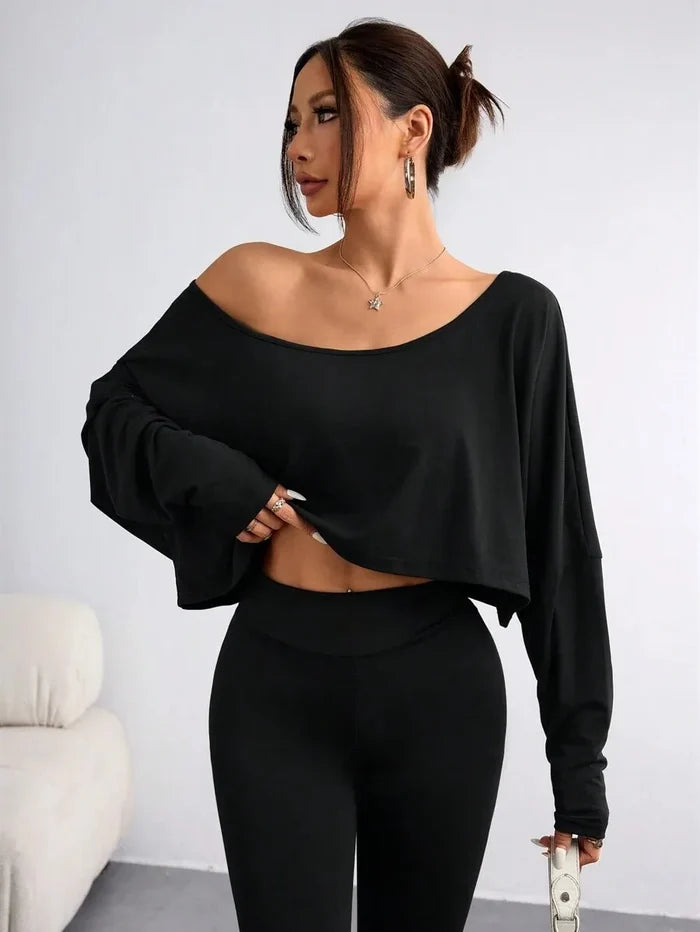 Asymmetric Off-Shoulder Knit Top