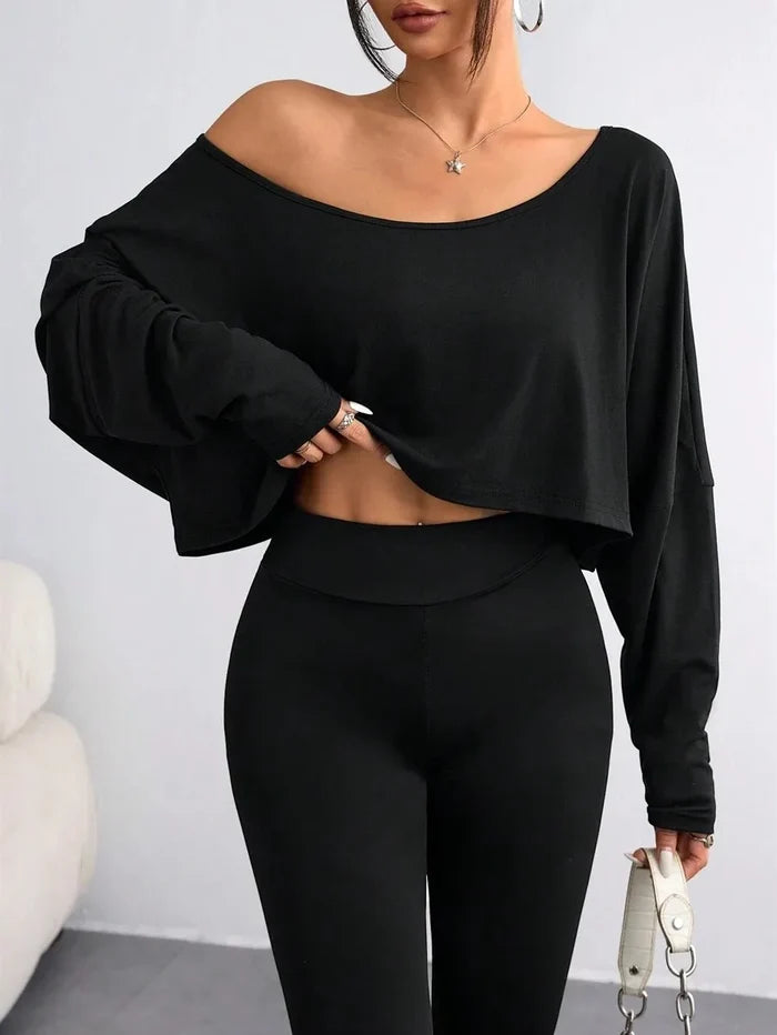 Asymmetric Off-Shoulder Knit Top