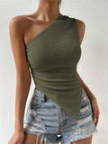 Asymmetrical Hem Knitted Sleeveless Top