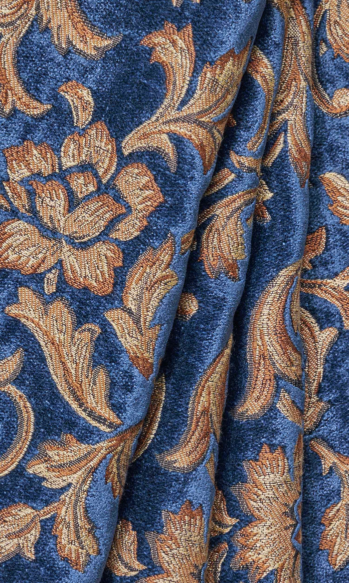 Floral Velvet Drapes for Living, Bedroom, Kitchen, Bathroom (Beige/ Brown/ Blue)