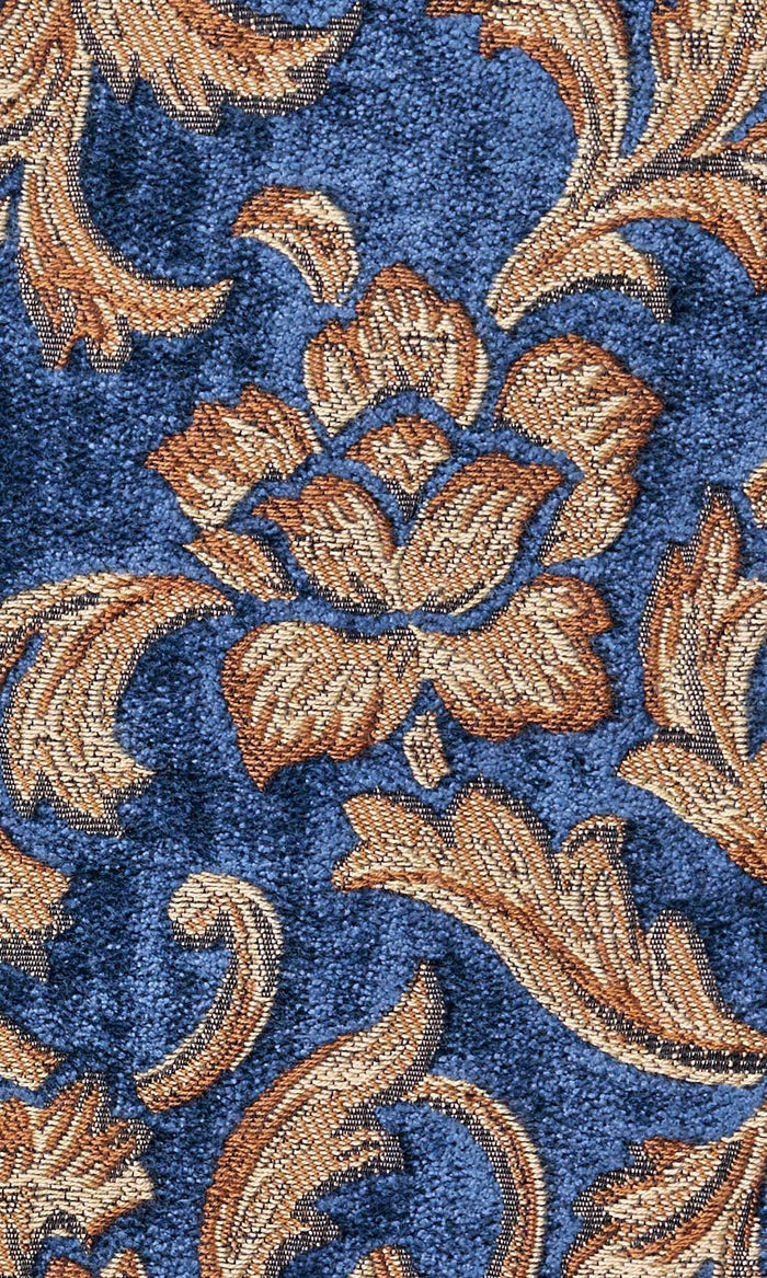 Floral Velvet Pinch Pleat, Rod Pocket, Eyelet Curtains (Beige/ Brown/ Blue)