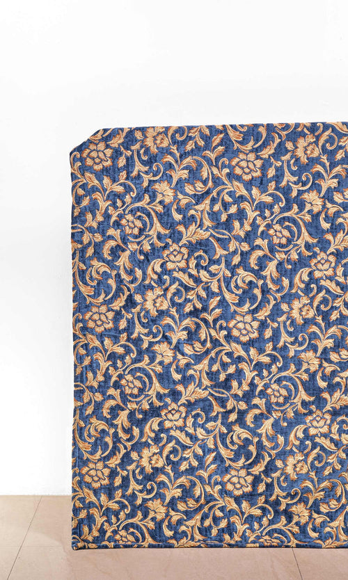 Floral Velvet Home Décor Fabric By the Metre (Beige/ Brown/ Blue)