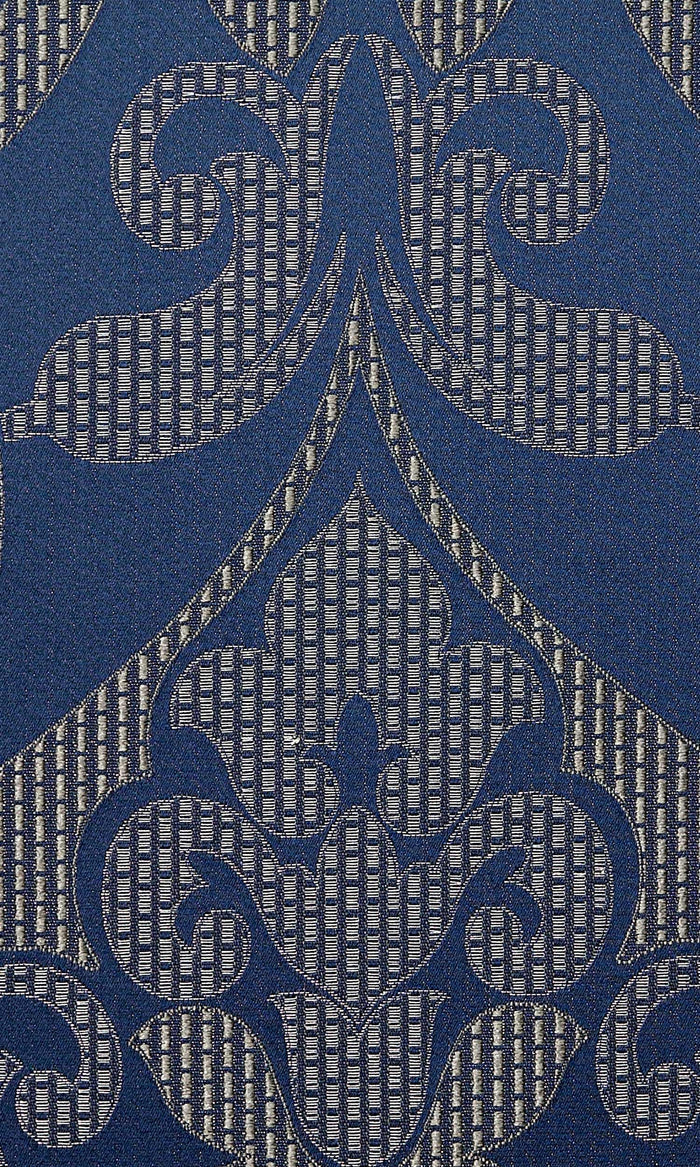 Self Patterned Home Textile Fabric Material By the Metre (Navy Blue/ Silvery Gray)