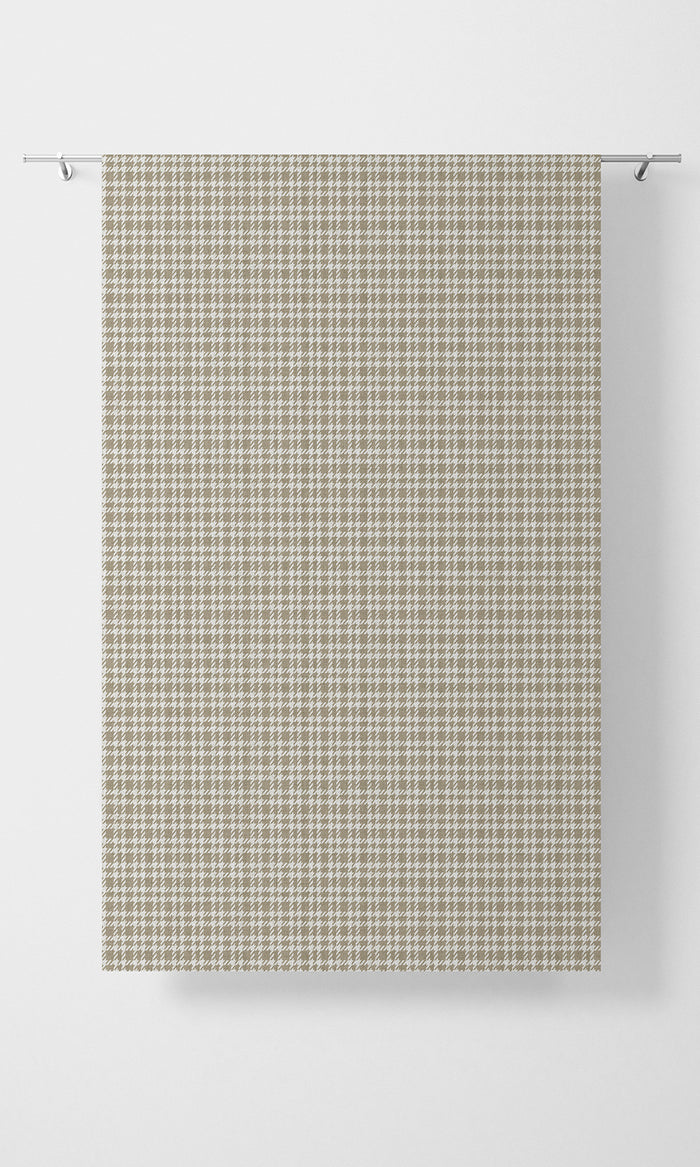 Check Patterned Pinch Pleat, Rod Pocket, Eyelet Curtains (Beige/ White)