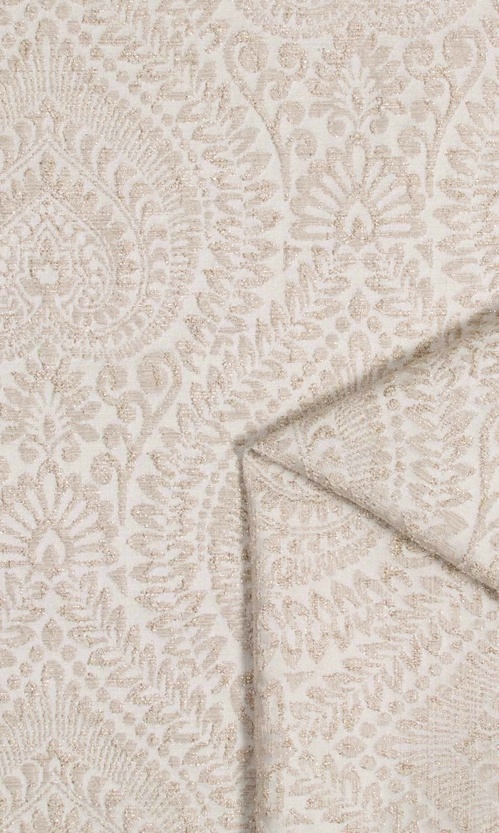 Textured Floral Home Décor Fabric By the Metre (Cream/ Beige)
