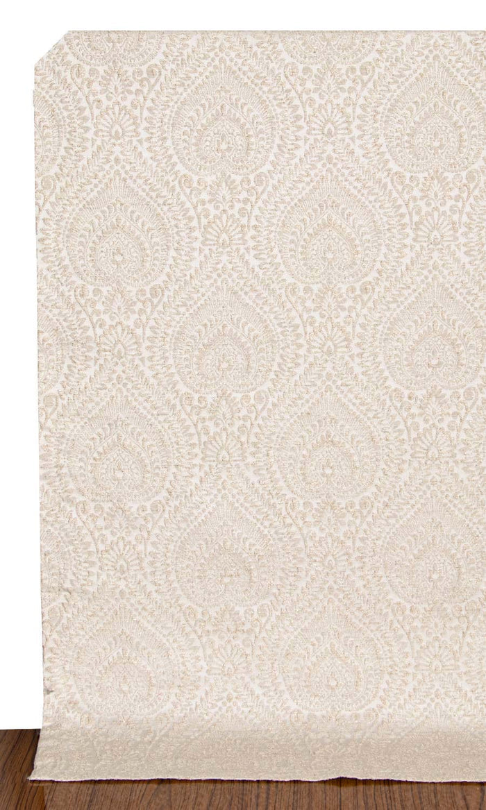 Textured Floral Window Treatments Fabric By the Metre (Cream/ Beige)