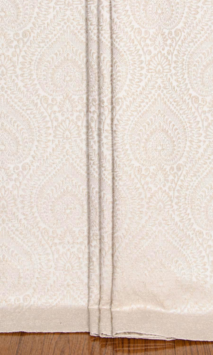 Textured Floral Home Textile Fabric Material By the Metre (Cream/ Beige)