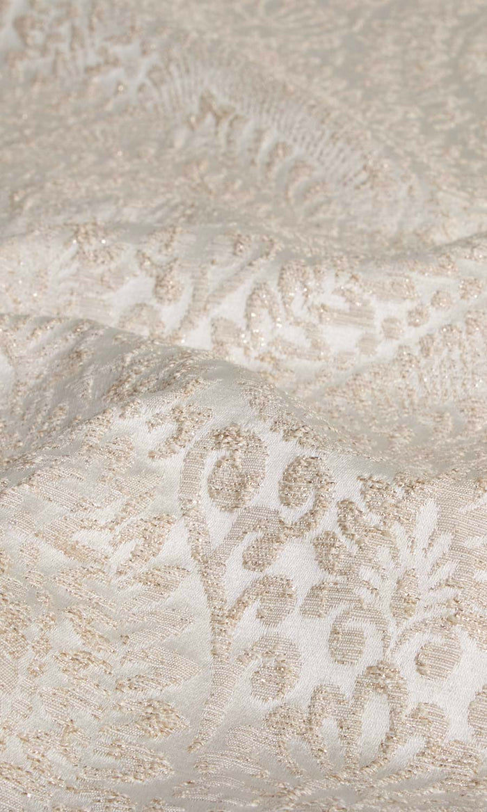 Textured Floral Fabric Material By the Metre (Cream/ Beige)
