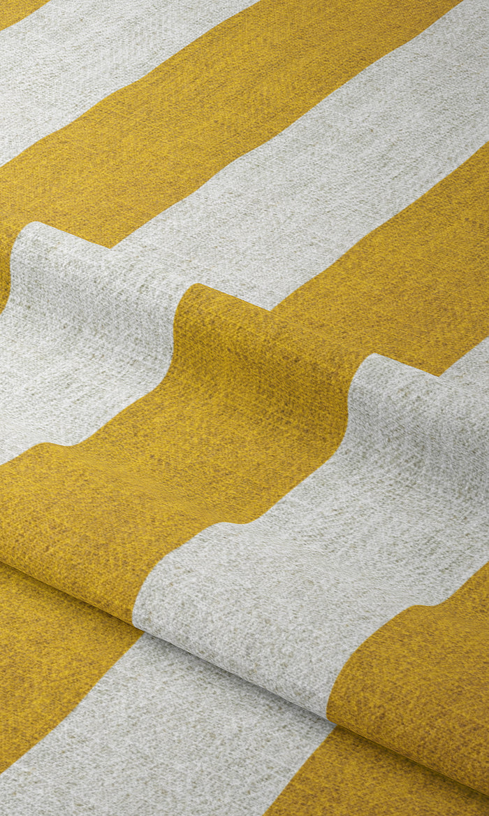 Striped Curtains for Living, Bedroom, Kitchen, Bathroom (Yellow/ White)