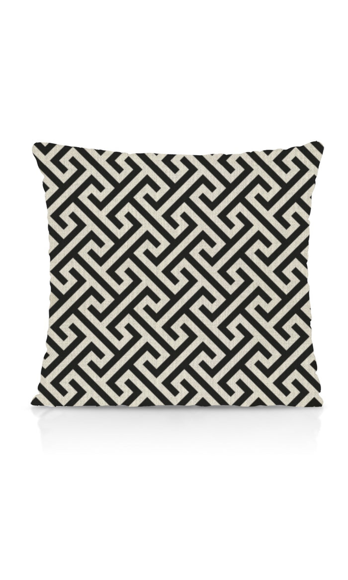 Geometrical Print Home Textile Fabric Material By the Metre (Black/ Ivory)