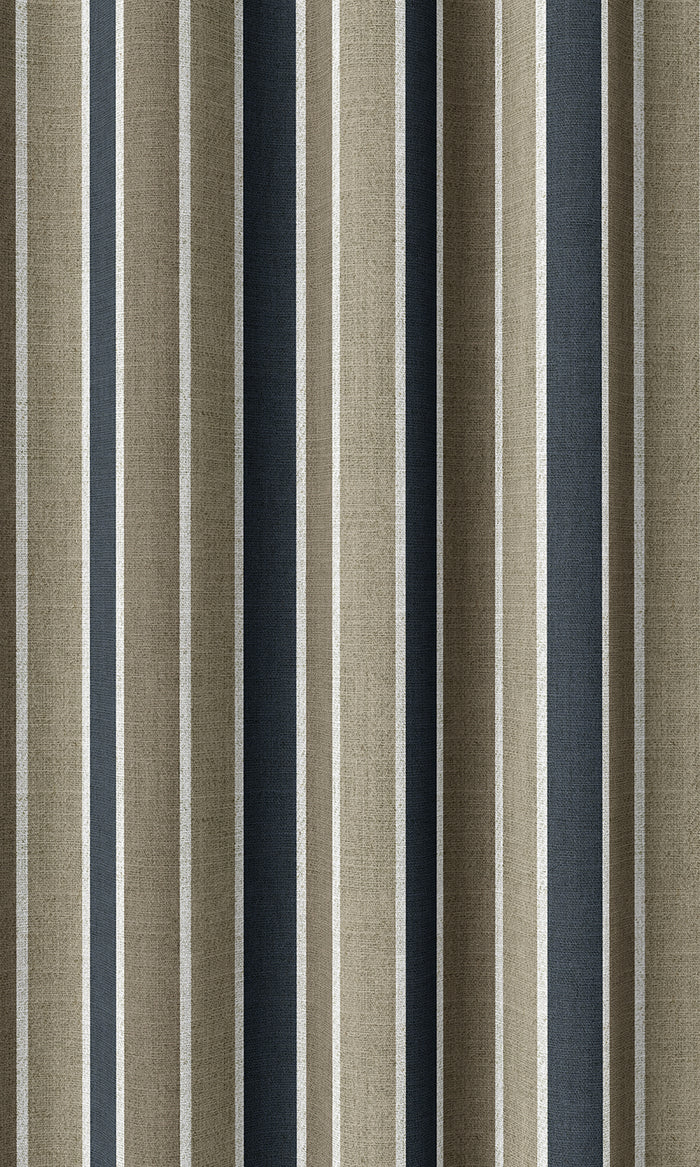 Striped Curtain Panels (Navy Blue/ Brown)