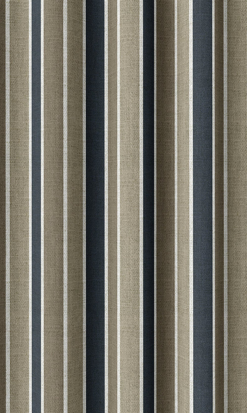 Striped Curtain Panels (Navy Blue/ Brown)